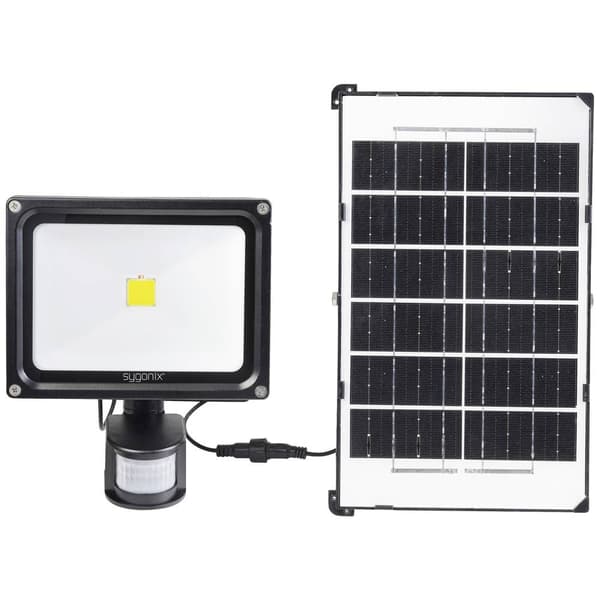 Sygonix SY-5461110 Solcells-spotlight med rörelsedetektor 30 W Neutralvit