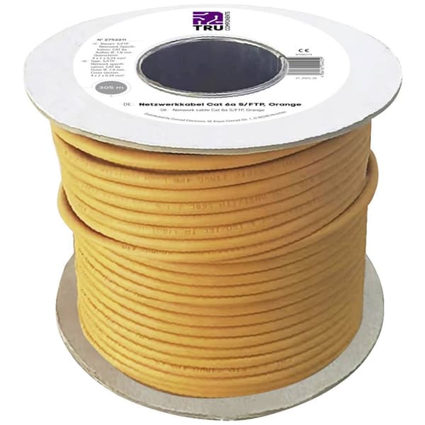 TRU COMPONENTS Nätverkskabel CAT 6A S/FTP 4 x 2 x 0.24 mm² Orange 305 m