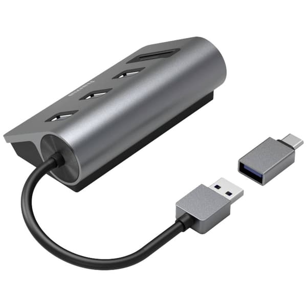 Hama 5 Port USB-Hub 3.0 SD-kortläsare, med USB-C-kontakt Grå