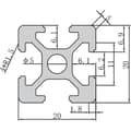Miniatyrbild 2 av 2: TRU COMPONENTS 2020A TC-10493168 Sträv-profil Aluminium eloxerad 1000 mm x 20 mm x 20 mm 1 st