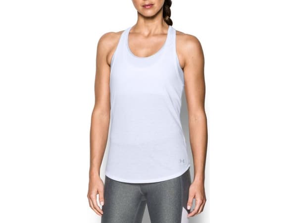 Under Armour Threadborne Run Mesh Tank for kvinner, hvit, størrelse S (1294520-102)
