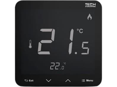 Tech Tech room regulator, wireless R-8pb PLUS, battery-operated, flush-mounted, black STR8PBPLUSBK