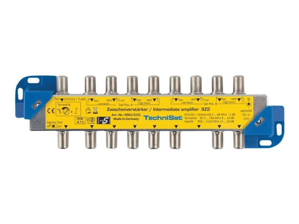 TechniSat 9Z2, Kaapelin jakaja, 950 - 2150 MHz, Hopea, Keltainen, Naaras, 208 mm, 32 mm
