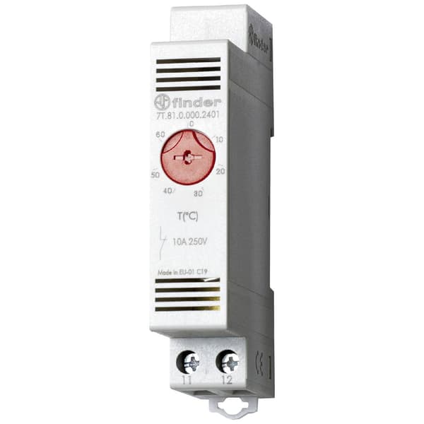 Finder Termometer till kopplingsskåp 7T.81.0.000.2402 250 V/AC 1 NC (B x H) 17.5 mm x 88.8 mm 1 st