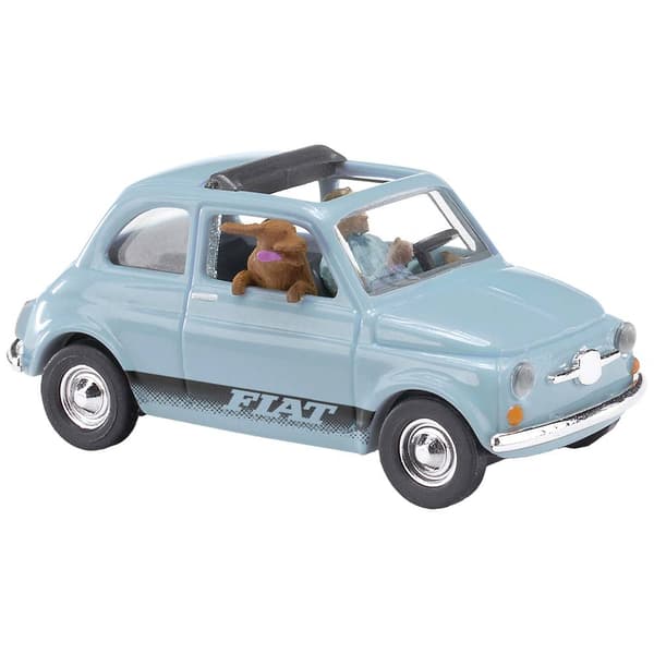 Busch 48735 H0 Byggmodell Bil Fiat 500 med förare och hund