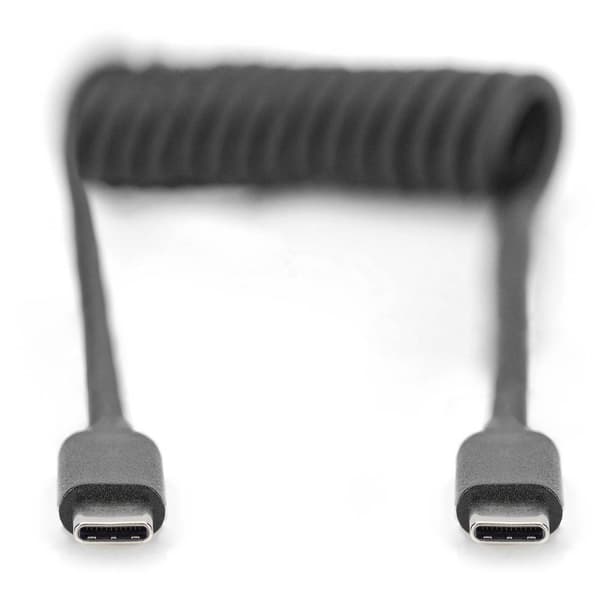Digitus AK-300431-006-S USB-C® Adapter [1x USB-C® - 1x USB-C®] Svart Spiralkabel 1 m