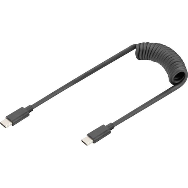 Digitus AK-300431-006-S USB-C® Adapter [1x USB-C® - 1x USB-C®] Svart Spiralkabel 1 m