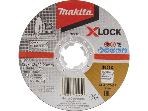 Makita E-00418, levyleikkuri, Tasainen keskiosa, Ruostumaton teräs, Makita, 2,22 cm, 12,5 cm