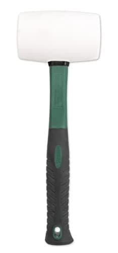 BRÜDER MANNESMANN gummihammer, 700 g hvid naturgummi, glasfiberhåndtag i sort/grøn, - 1 stk (M76570)