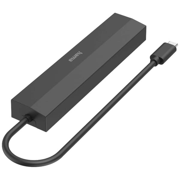 Hama 6 Port USB-Hub 3.0 med snabb-laddning, med USB-C-kontakt, Ultra HD-kapabel Svart