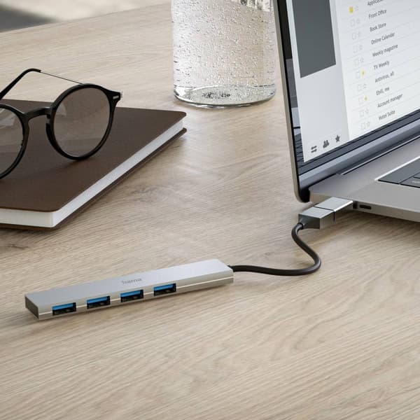 Hama Ultra Slim 4 Port USB-C® (USB 3.2 Gen 1) Multiport Hub med USB-C-kontakt Grå