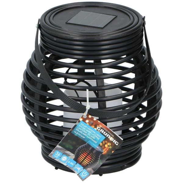 Grundig Soloar LED Lantaarn 15x16 cm Sort