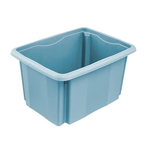 keeper "emil" opbevaringsboks, 15 liter, nordisk-blå roterende/stableboks, med forsænkede greb, farve: naturlig-transparent, - 1 stk (1054668000000)