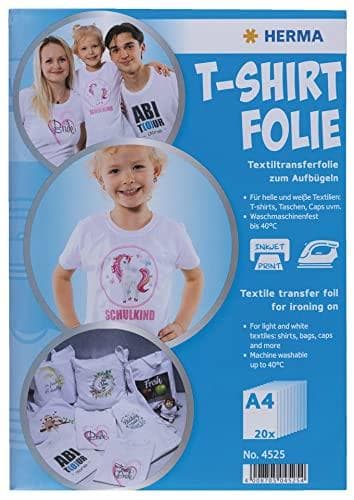 Herma T-paitakalvo A4 vaalealle + valkoisille tekstiileille 20 arkkia 4525 (4525)