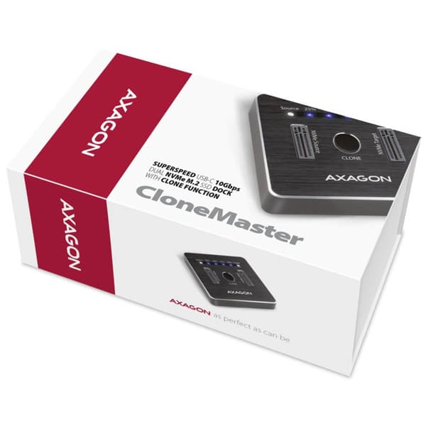 AXAGON ADSA-M2C NVMe HDD-dockningsstation med kloningsfunktion
