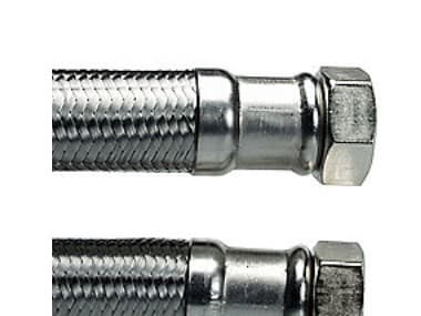 Kattilaletku EPDM-kumista ruostumattomalla punoksella max 70° (huippu 90°) Messinkinen liitosmutteri 1" 500mm pitkä, ilman tiivisteitä