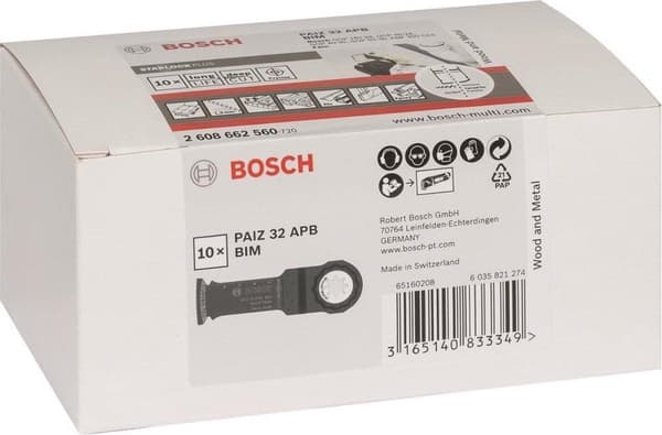 Bosch PAIZ 32 APB - dyksavklingesæt - til træ, metal, gips, brædder - 10 styk - Starlock - bredde: 32 mm (2608664493)