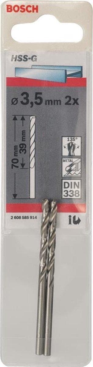 Bosch HSS-G - bor - spiralbor - 2 stk - 3,5 mm - cylindrisk - længde: 70 mm