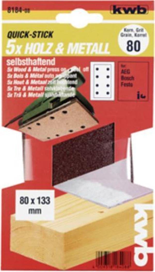 kwb 818412 sandpapper 120 korn (L x B) 133 mm x 80 mm 5 st. (818412)