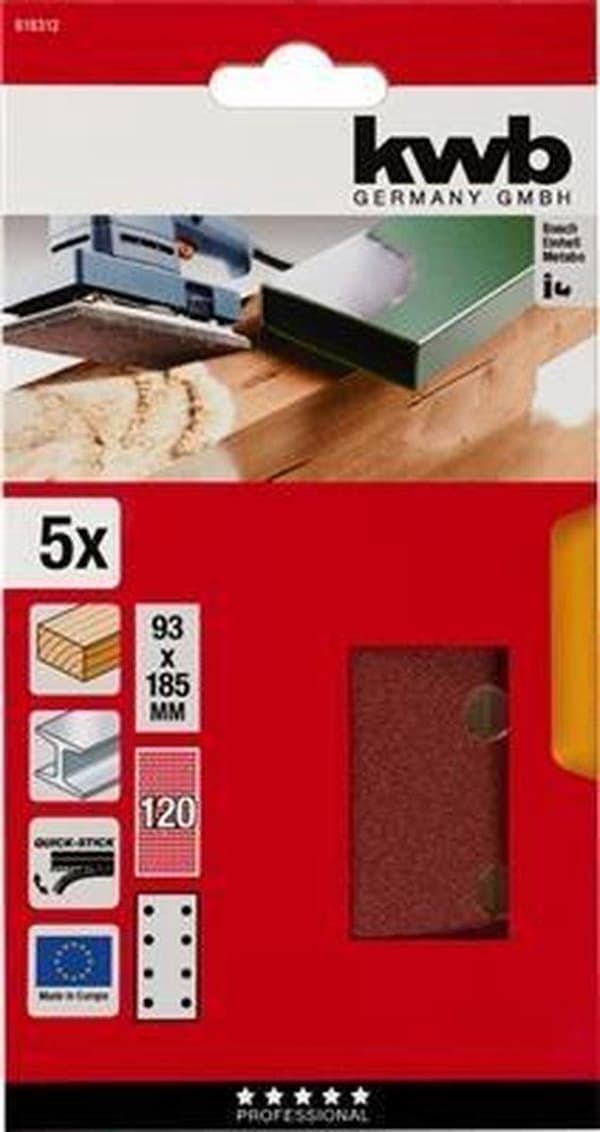 kwb 818312 sandpapir korn 120 (L x B) 185 mm x 93 mm 5 stk. (818312)