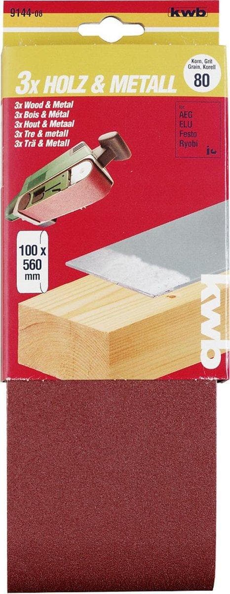 kwb 914408 slipbandssats, korn 80 (L x B) 560 mm x 100 mm, 3 stycken (914408)