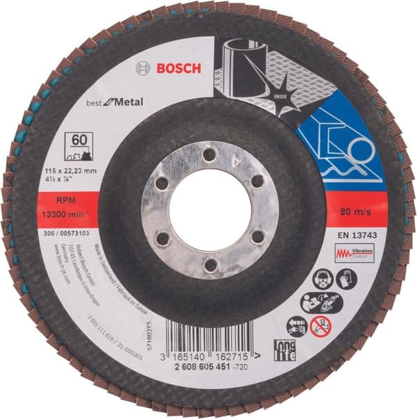 Bosch tilbehør 2608605451 X571 klapskive diameter 115 mm huldiameter 22,33 mm stål 1 stk (2608605451)