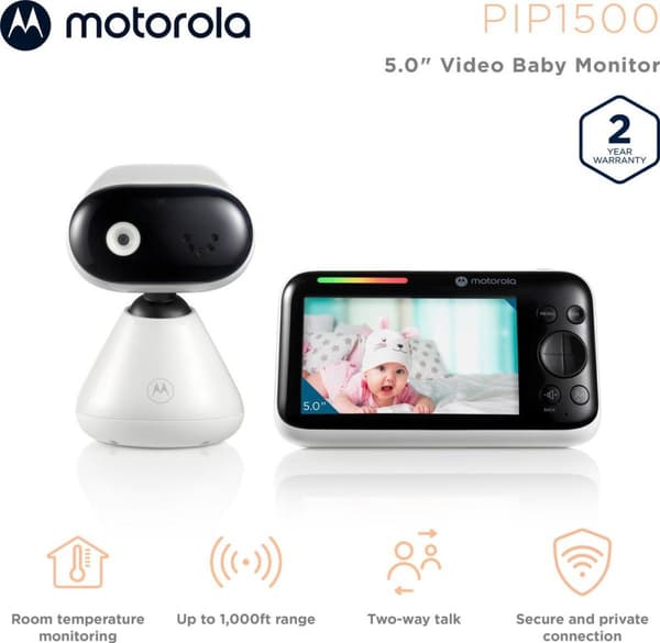 Motorola PIP1500 Baby Video Monitor 300m FHSS Black - White (505537471397)