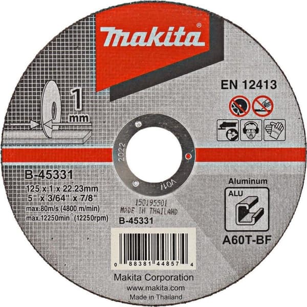 Makita - skæreskive - til aluminium - 10 stykker - 125 mm - korn: A60T-BF - til Makita GA005GZ, GA008GM201, GA008GZ, XGT GA005GZ