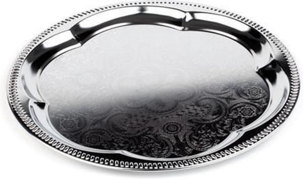 APS festplade, rund, diameter: 350 mm, sølvmetal, forniklet og blank forkromet, indvendige overflader - 1 stk (393)