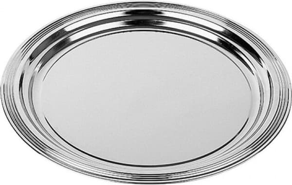 APS festplade CLASSIC, diameter: 350 mm, sølvmetal, forniklet og blank forkromet, med streger - 1 stk (396)