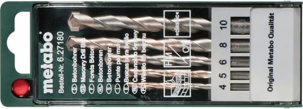 Metabo 627180000 spiralborrset i betong 5 stycken 4 mm, 5 mm, 6 mm, 8 mm, 10 mm 5 stycken (627180000)