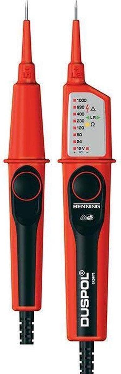 Benning DUSPOL -asiantuntija kaksinapainen jännitetesteri, 12 V - 1000 V AC/DC LED CAT IV 600 V / CAT III 1000 V (050262)