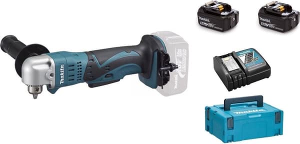 Makita DDA350RTJ - vinkel bore-/skruetrækker - 1-trins - borepatron 10 mm - 2 batterier - 18 V