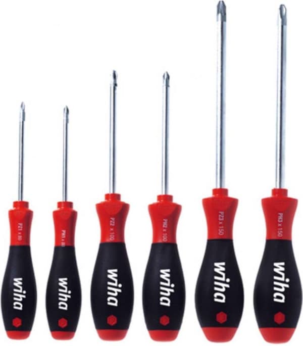Wiha työpajaruuvimeisselisarja 6 kpl SoftFinish Phillips, Pozidriv (26146)