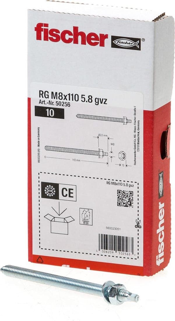 Fischer reaktionsankare gängstång RG M8x110 gal.v. (förpackning med 10 st) (050256)