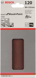 Pikkukuva 1 / 4: Bosch orbitaalihiomapaperi tarranauhalla, rei'itetty 120 karkeus (P x L) 133 mm x 80 mm Expert for Wood 2608605281 10 kpl. (2608605281)