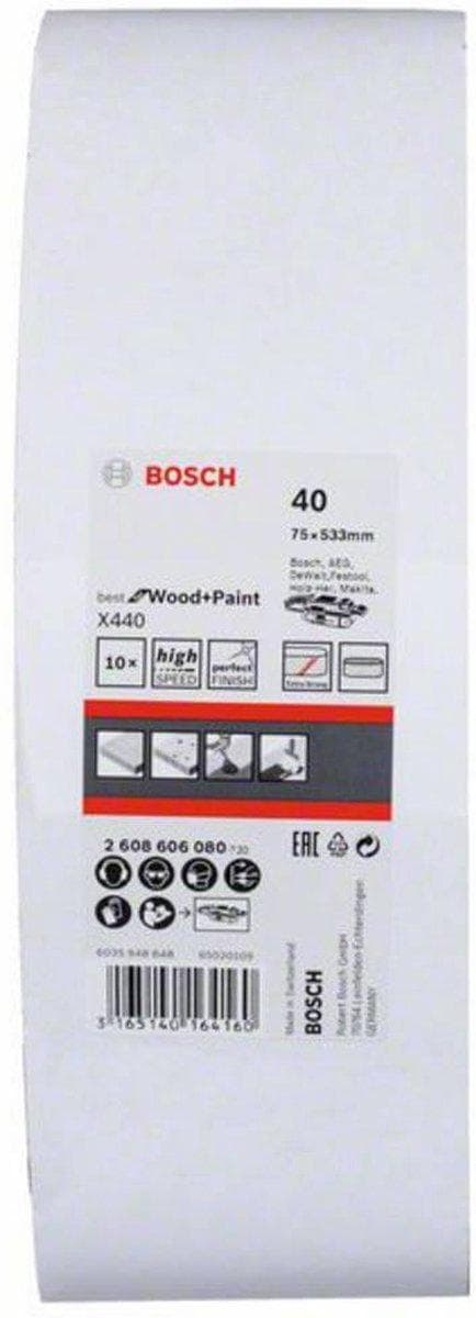 Bosch Best for Wood and Paint X440 - slipband - för trä, färg, lack - 10 stycken - kornstorlek: 40 - 75 mm x 533 mm (2608606080)