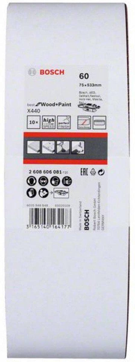 Bosch Best for Wood and Paint X440 - slipband - för lövträ, måla på trä - 10 stycken - korn: 60 - 75 mm x 533 mm (2608606081)