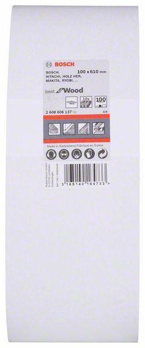 Bosch slibebånd 100 korn (L x B) 610 mm x 100 mm 2608606137 10 stk. (2608606137)