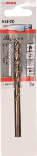 Miniatyrbillede 1 af 6: Bosch HSS metalspiralbor 6,8 mm 2608585857 total længde 109 mm Kobolt DIN 338 lige skaft 1 stk (2608585857)
