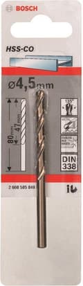 Miniatyrbillede 1 af 6: Bosch HSS-Co - bor - spiralbor - 4,5 mm - H8 - cylindrisk - længde: 80 mm (2608585849)
