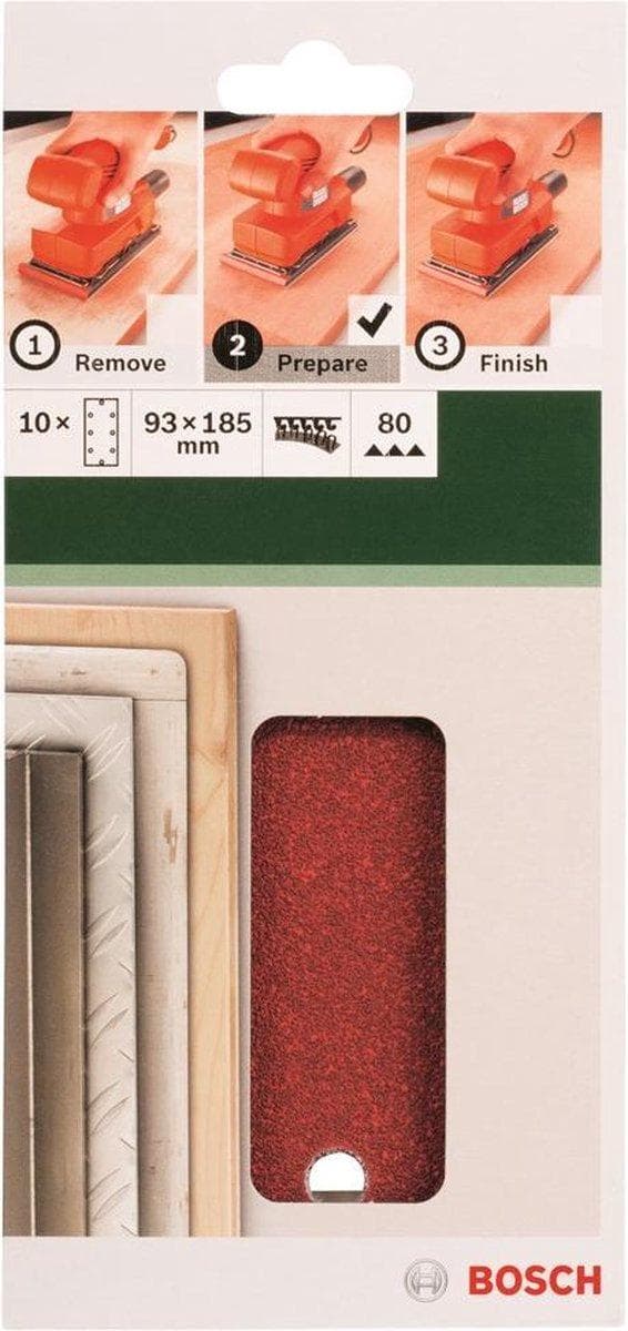 Bosch oscillerende sandpapir med velcro, perforeret korn 80 (L x B) 185 mm x 93 mm 2609256A89 10 stk. (2609256A89)