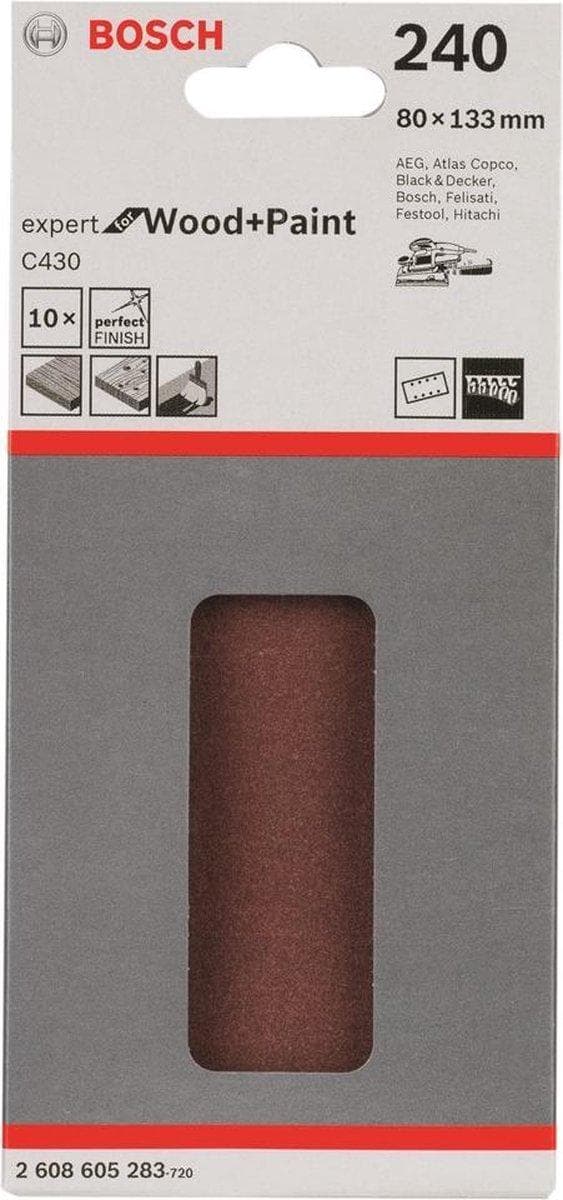 Bosch orbitalsandpapper med kardborre, perforerat korn 240 (L x B) 133 mm x 80 mm Expert för trä 2608605283 10 st. (2608605283)
