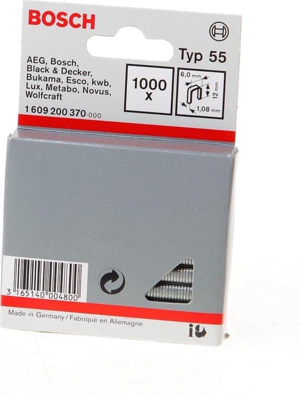 Bosch 1000 hæfteklammer 12/6 mm 1000 stk. 1609200370 hæftetype Type 55 (1609200370)
