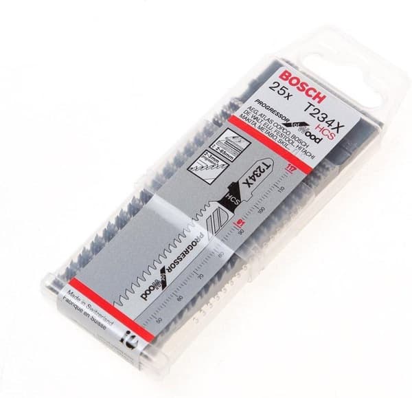 Bosch Progressor til træ T 234 X - stiksavklinge - til træ, nåletræ - 25 stykker - T-skaft - længde: 117 mm