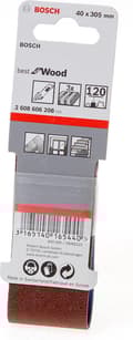 Miniatyrbild 1 av 5: Bosch tillbehör 2608606208 Slipbandskorn 120 (L x B) 305 mm x 40 mm Paket med 3