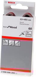 Miniatyrbild 1 av 3: Bosch Best för trä och färg - slipband - för trä, färg - 3 stycken - kornstorlek: 60 - 13 mm x 457 mm (2608606204)