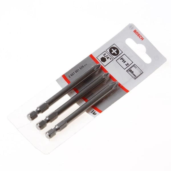 Bosch Extra Hard - Ruuvimeisselin kärki - 1/4" - Phillips - PH2 - Pituus: 89 mm (3 kpl pakkaus)