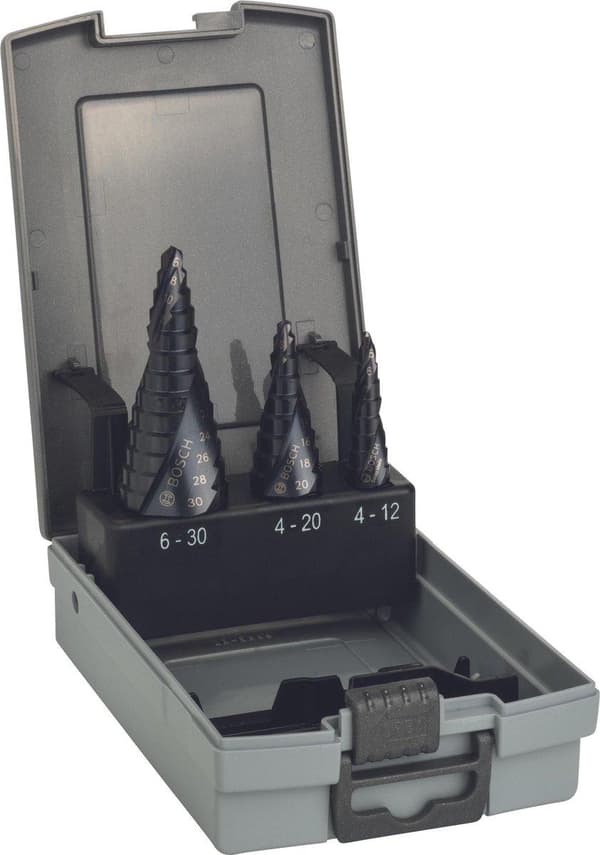 Bosch HSS trinboresæt 3 stk 4 - 12 mm, 4 - 20 mm, 6 - 30 mm TiAIN 2608588069 3 fladt skaft 1 stk (2608588069)