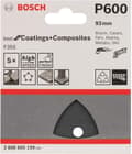 Miniatyrbillede 1 af 3: Bosch delta sandpapir med velcro, perforeret korn 600 bredde på tværs af hjørner 93 mm Best for Stone 2608605199 5 stk (2608605199)